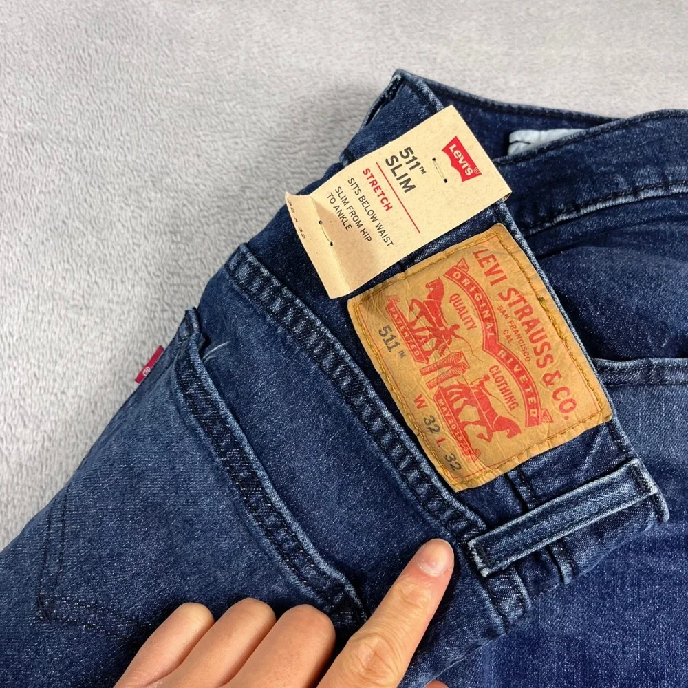 Levis 511 Slim Fit Stretch Jeans Mens 32x32 Dark Wash Blue Denim Pants